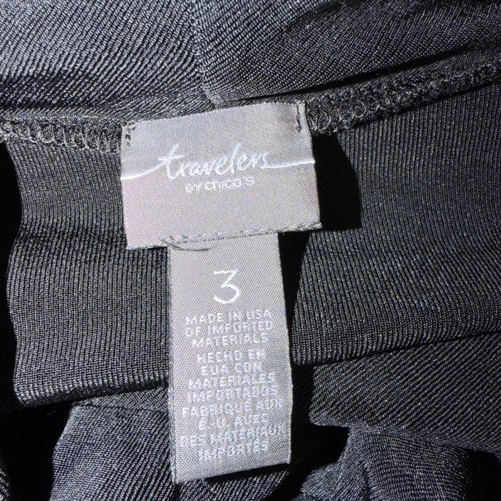 Chicos Travelers Size 3 XL 16‎ Black Cowl Neck 3/4 Sleeve Shirt Top - Picture 6 of 10